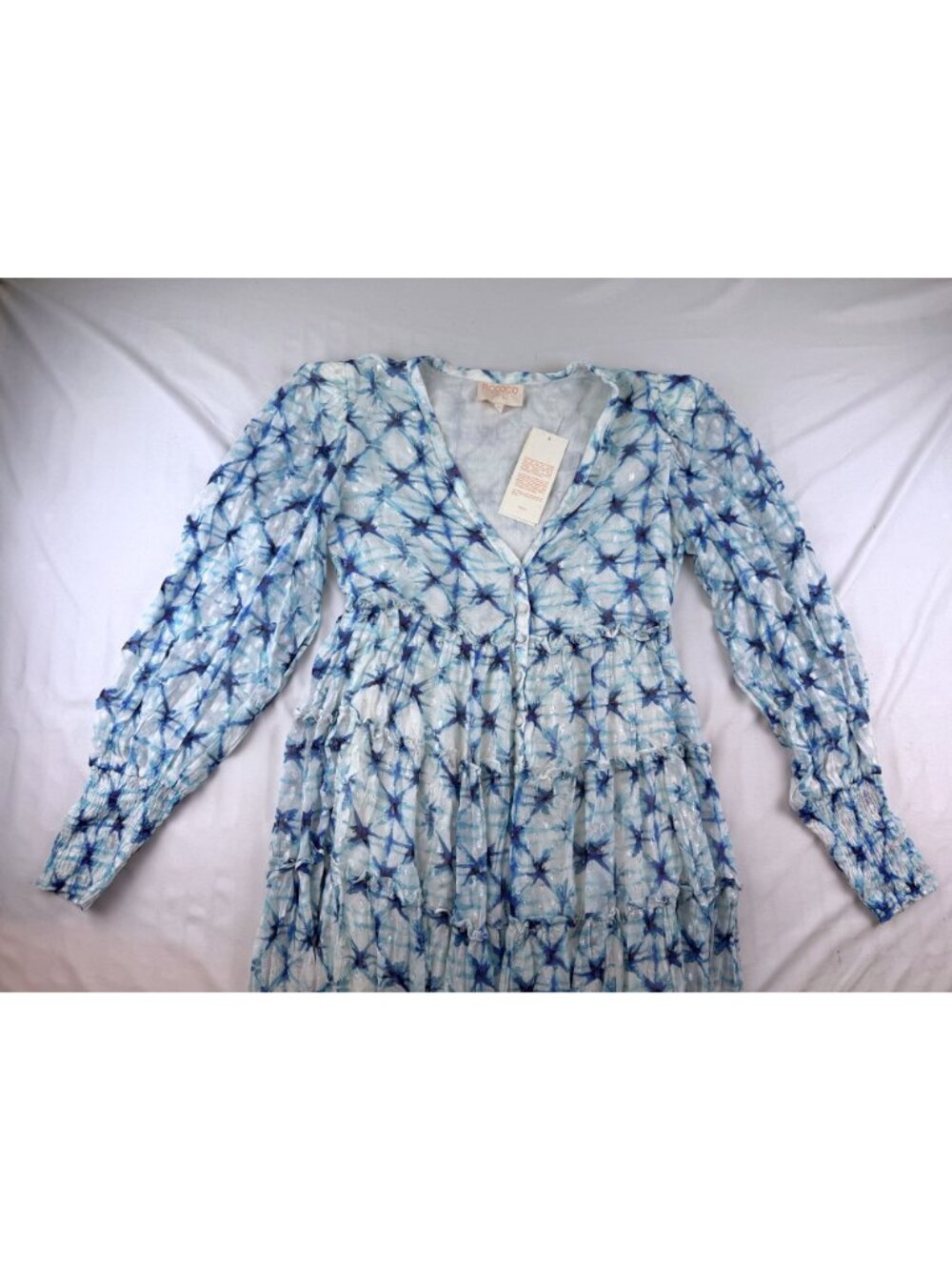 NWT Rococo Sand Women’s Blue Long Sleeves Button Multi Maxi Dress Size S - Picture 7 of 9